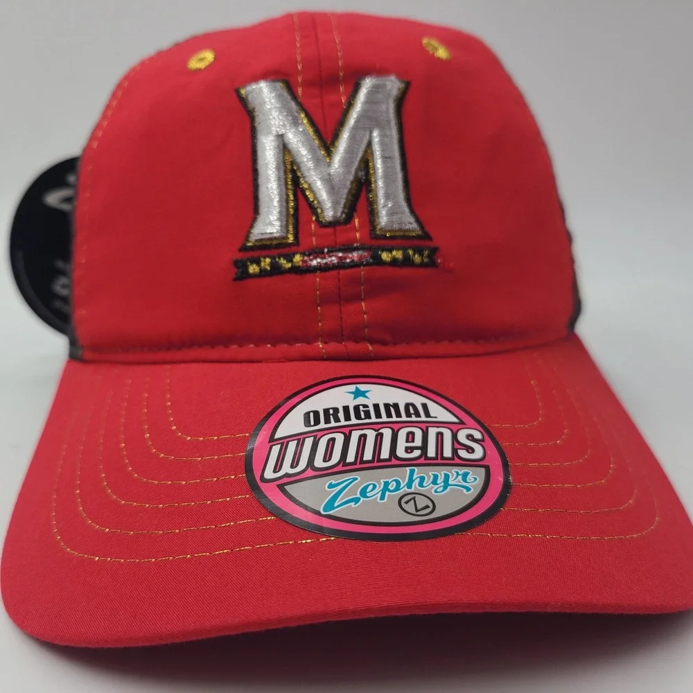 Women Maryland Terrapins Hat Adjustable Zephyr‎ Red Black NCAA University Terps